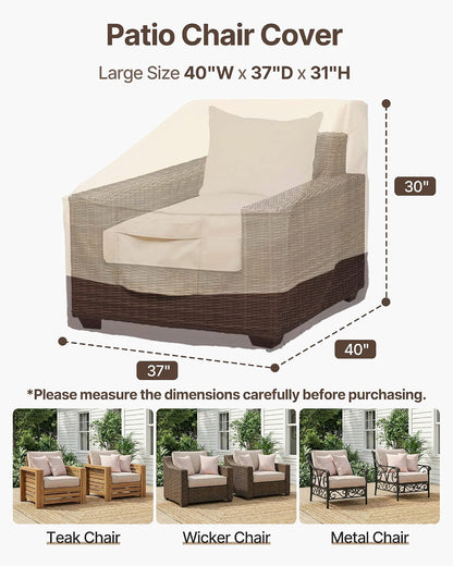 Vailge Heavy-Duty Waterproof Patio Chair Covers, 2-Pack, Beige & Brown