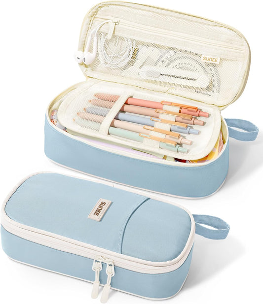 SUNEE Cute Pencil Case, Aesthetic Pen Pouch, Large Pencil Bag with Zipper