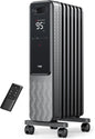 DREO Oil Filled Radiator Heater, Electric Heaters for indoor use Large Room Quiet, Digital Thermostat, ECO, Remote Control, 4 Modes, Child Lock, Overheat & Tip-Over Protection, 24h Timer, 1500W, Grey