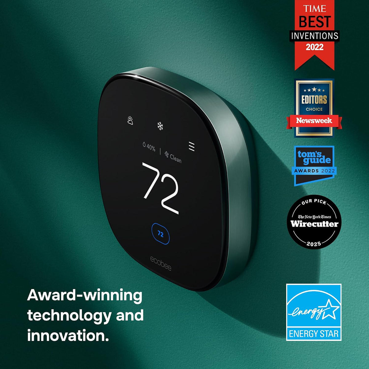 ecobee Smart Thermostat Premium - WiFi, Siri & Alexa Built-In, Smart Sensor
