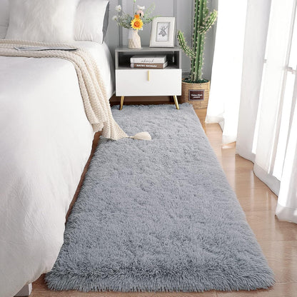Chicrug Soft Runner Rug for Bedroom Living Room Plush Fluffy Rugs 2x6 Shag Furry Area Rug Carpet Non Shedding for Nursery Children Kids Girls Room Home Decorative, Grey
