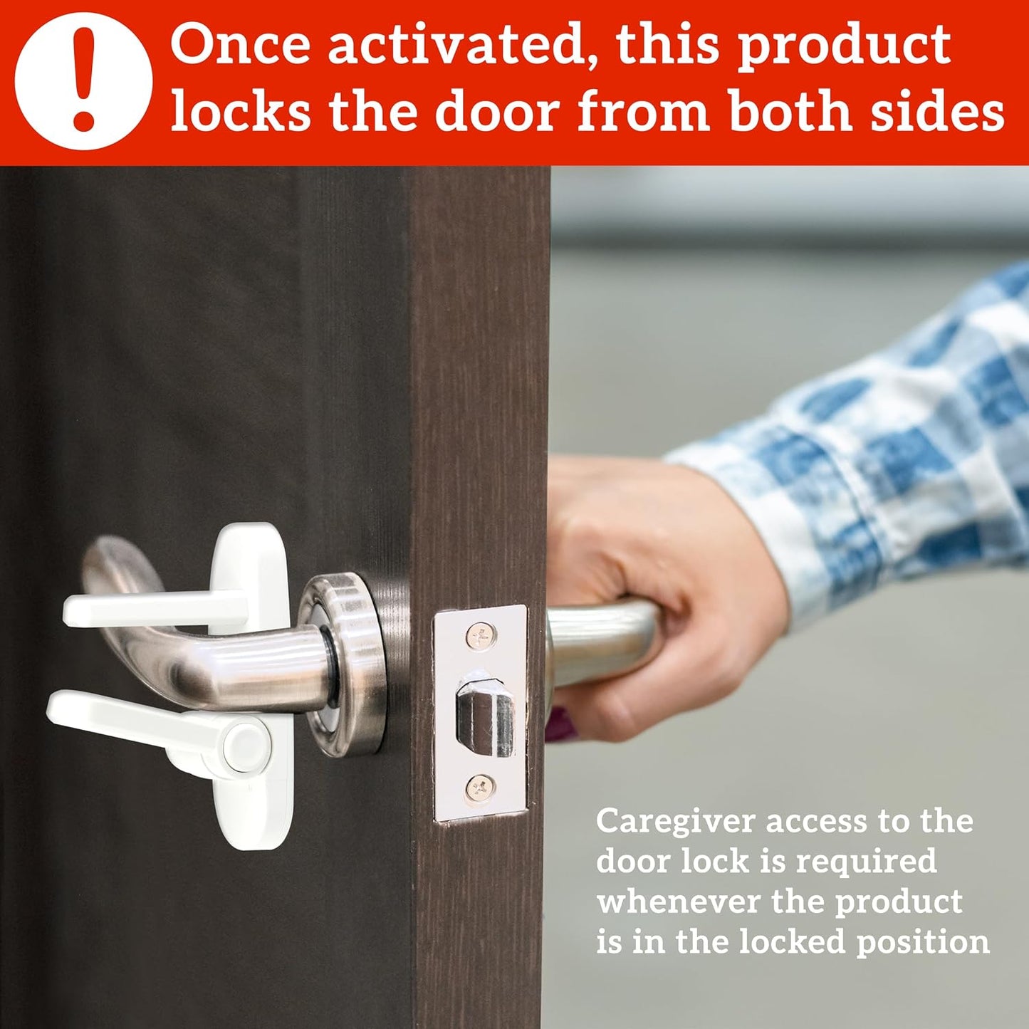 Wappa Baby Door Lever Lock 2 Pack, Childproof Door Handle Lock, Toddler Safety Lock, One-Hand Adult Operation, ABS with 3M Adhesive