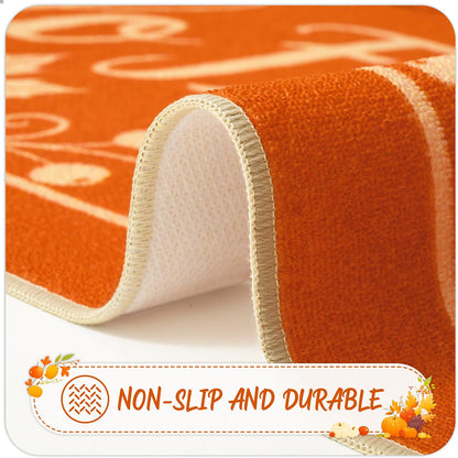 Acapet Fall Front Door Mat 3' x 5', Hello Pumpkin Welcome Mat, Seasonal Farmhouse Porch Rug with Non-Slip Backing, Washable Low-Pile Indoor Outdoor Entryway Mat