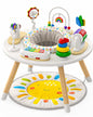 Little Acorn 4-in-1 Baby Activity Center, Montessori-Inspired Wooden Activity Center with 8 Interactive Toys, Tummy Time Mat, Activity Seat & Toddler Table, Sun
