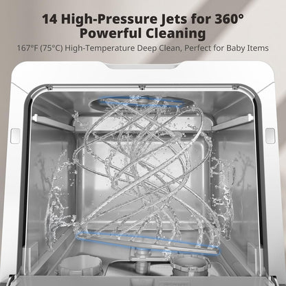 AIRMSEN Countertop Dishwasher with Built-in Water Tank & Softener