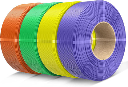 SUNLU Filament Refill 1.75mm,Sunny Orange+Yellow+Green+Lavender Purple petg Refill 4kg,Suitable for Bambu Lab Filament and SUNLU Reusable spools,Dimensional Accuracy +/- 0.02 mm