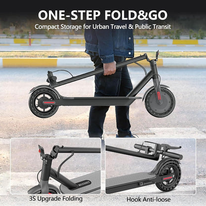 MAXSHOT V7 Electric Scooter for Adults, 350W Motor, Up to 19 MPH, 16-Mile Range, 8.5-Inch Solid Tires, Dual Suspension, Folding Commuter E-Scooter with App Control