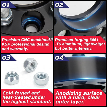 KSP 5x4.5 1inch Wheel Spacers for Hon-da Civic Accord Element CR-V & Acura MDX TLX TSX ILX RSX CL, 1 Inch 5x114.3mm Hubcentric Forged Spacers 64.1mm Bore M12x1.5 Studs 5-Lug Wheel Spacer Kit (4pcs)