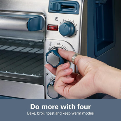 Hamilton Beach 2-in-1 Countertop Toaster Oven and Long Slot 2 Slice Toaster Bake, Broil Toast | 2 Rack Positions | 60 Minute Timer | Automatic Shut Off | Shade Selector | Kitchen Makeover Blue | 31158J