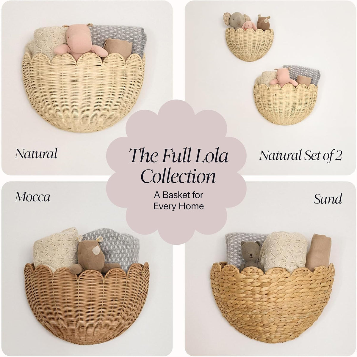 BEBE BASK Scalloped Wicker Wall Basket - The Original - 16 x 10 x 7 In | Handwoven Basket, Scalloped Décor Wall Hanging Baskets, Hanging Wall Basket, Rattan...
