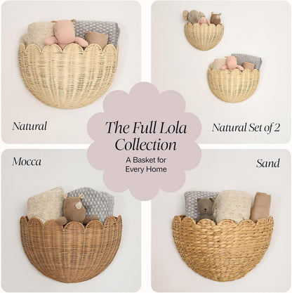 BEBE BASK Scalloped Wicker Wall Basket - The Original - 16 x 10 x 7 In | Handwoven Basket, Scalloped Décor Wall Hanging Baskets, Hanging Wall Basket, Rattan...