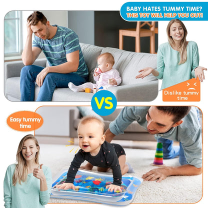 Infinno Inflatable Tummy Time Water Mat, Baby Sensory Toy for 3–24 Months, Leakproof BPA-Free PVC Water Play Mat for Tummy Time, Portable Baby Developmental Activity Mat