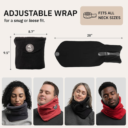 Trtl Pillow - Scientifically Proven Neck Support Travel Pillow for Airplanes - Lightweight and Machine Washable - Ergonomic Design for Traveling on Cars and Trains - Black