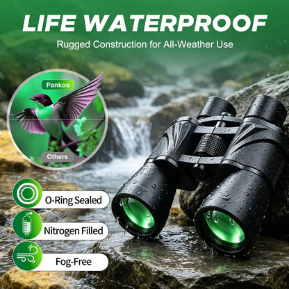 Pankoo 20x55 High-Powered Binoculars for Adults with Phone Adapter, BAK4 Prism & FMC Coating, Waterproof Fogproof Outdoor Binoculars for Bird Watching, Travel & Wildlife