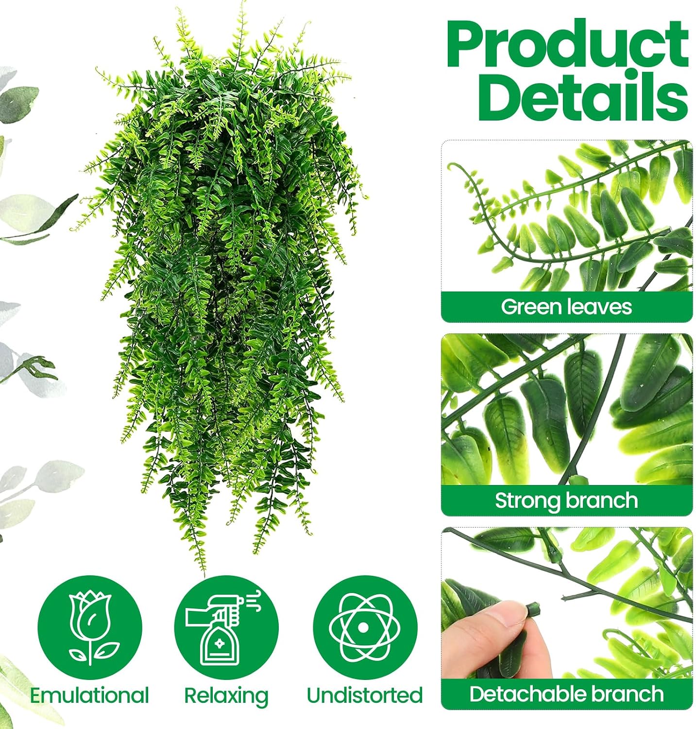 XunYee 28 Pcs Artificial Hanging Plants 32 Inch, Boston Fern Detachable Branch Fake Greenery, Faux Lifelike Eucalyptus Fern Ivy Vine for Indoor Outdoor Wall Room Wedding Decor No Baskets