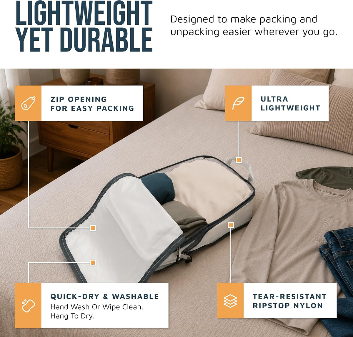 TRIPPED Travel Gear Large Compression Packing Cubes 4-Piece Set for Travel Expandable Compression Bags for Organized Storage in Checked Luggage and Suitcases