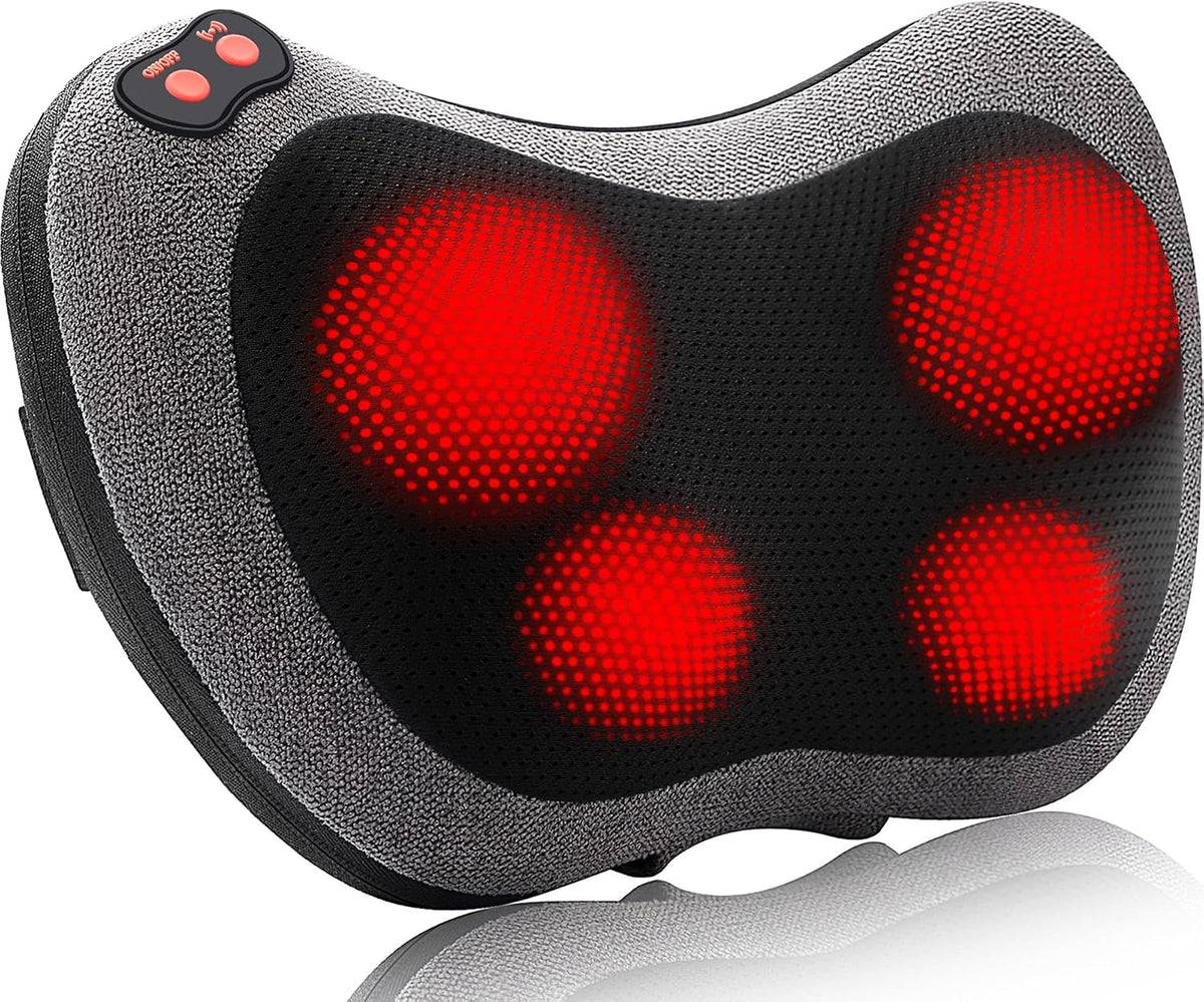 Papillon Back Massager with Heat, Shiatsu Massage Pillow, 3D Deep Tissue Kneading for Neck, Shoulder, Back, Legs & Feet, Gray