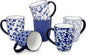 vancasso SELENE Large Coffee Mugs Set of 6, 16 Oz Porcelain Coffee Cups with Handle, Ceramic Tea Cup for Cappuccino, Latte, Tea, Cocoa, Dishwasher & Microwave Safe Gift Sets, Vintage Blue