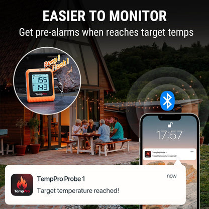 TempPro TempSync Bluetooth Meat Thermometer 650 ft, 2 Probes