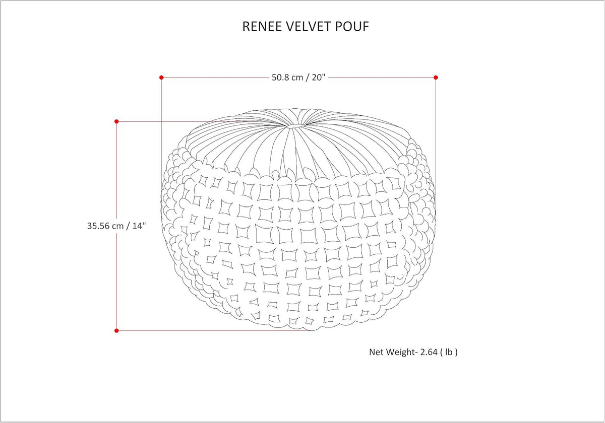 SIMPLIHOME Renee 20" Wide Round Pouf in Teal Velvet