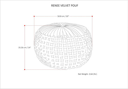 SIMPLIHOME Renee 20" Wide Round Pouf in Teal Velvet