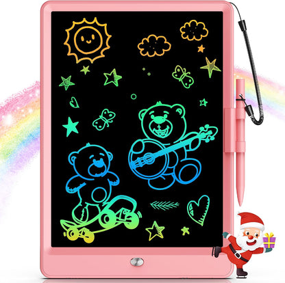 bravokids 10-Inch LCD Writing Tablet for Kids Ages 3-8, Electronic Doodle Board with Colorful Screen, Erasable Drawing Pad, Stylus, Anti-Shock Design, Pink