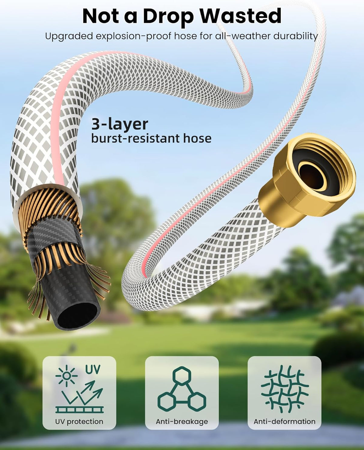 Retractable Garden Hose Reel 1/2 Inch x 100 ft,Automatic Slow Rewind System Heavy Duty Automatic Garden Hose Reels with Kink-Free Rewind and Lock at Any Length, Wall Mount Water Hose Reel for Outside