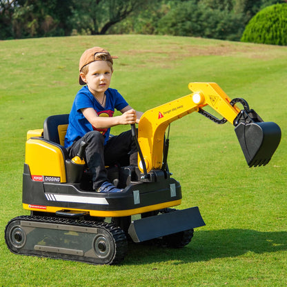 JOYLDIAS 2-in-1 Ride-On Excavator & Bulldozer, 12V Battery-Powered Kids Construction Vehicle with 360° Rotation, Parent Remote Control, Bluetooth, MP3 & Toolbox