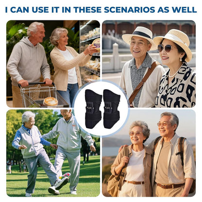 HyperionFlo Essentials 2-Pack Spring Knee Support Brace, Adjustable Patella Support with Dynamic Spring Assistance, Black