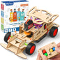 Poraxy STEM Kits for Kids Ages 8-13, Remote Control Car Building Kit with Wooden 3D Puzzle, 4WD Model Car Science Project Toy for Boys & Girls