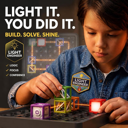 VkotaVkoty 2026 Laser Maze Reasoning Game, 37-Piece STEM Logic Puzzle with 60+ Challenges, Light Reflection & Beam Bending Educational Toy for Kids Ages 8-13