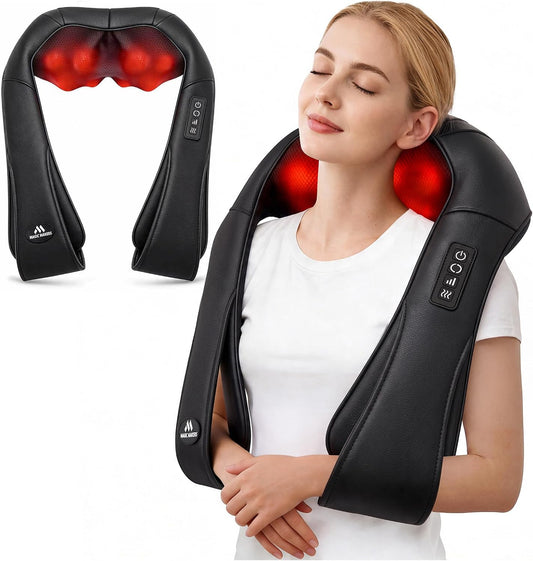 Neck Massager for Pain Relief Deep Tissue with Heat, Gifts for Women Men Shiatsu Back and Shoulder Massage, Mothers Day Gifts for Mom Wife, Christmas, Fathers Day Dad Gifts for Husband, NOT Cordless