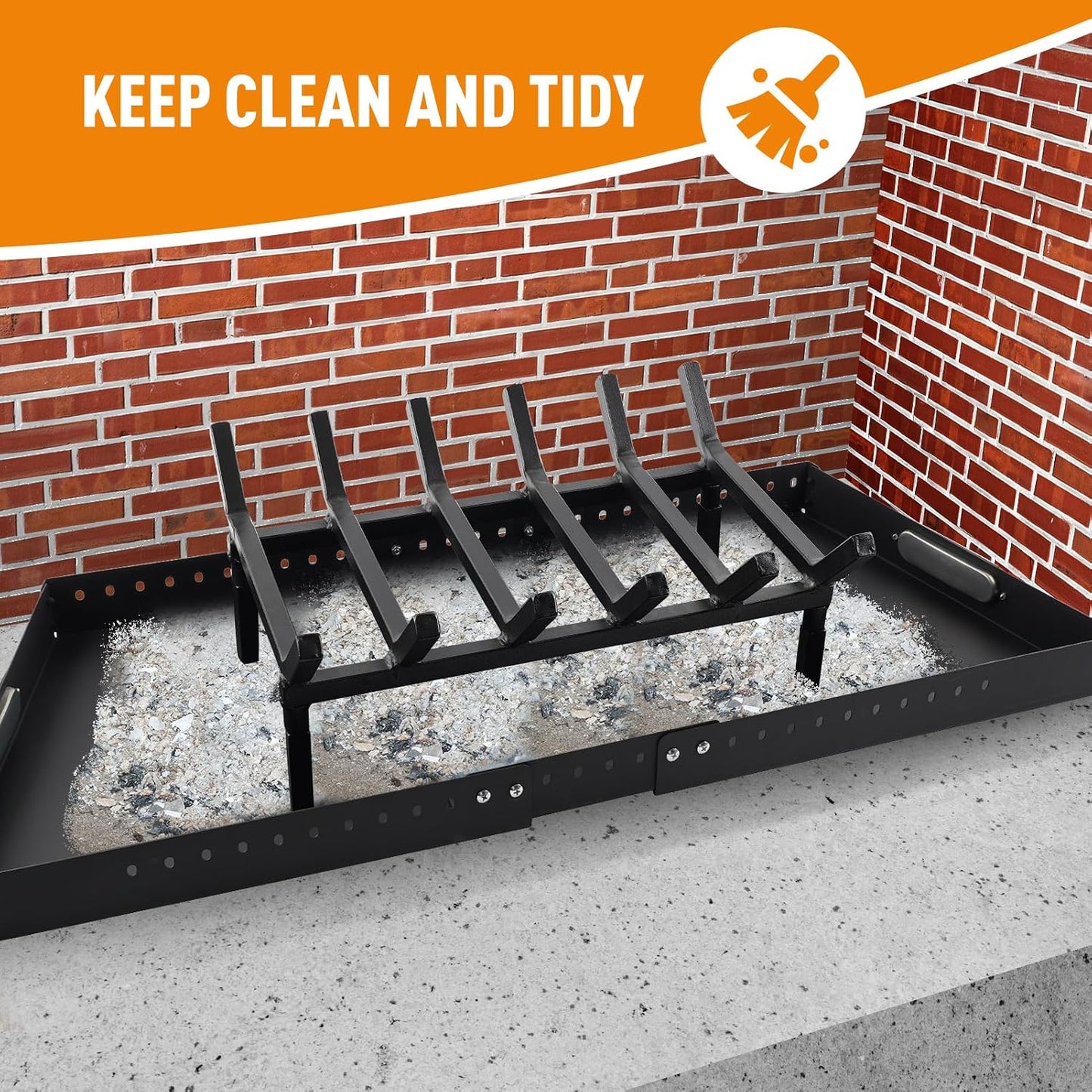 3 Piece Fireplace Tray Ash Pan,Fireplace Tray for Up to 38" Fireplace Grate Expandable Fireplace Ash Pan For Ash Collection,Removable For Easy Cleaning,Heavy-Duty,For Indoor Fireplaces,Outdoor Fire Pit