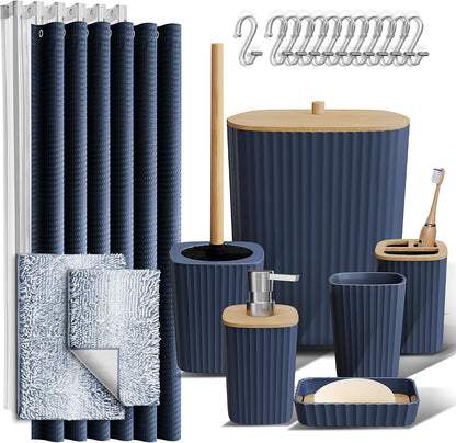 Clara Clark Black Bathroom Set, Shower Curtain Set, Bathroom Accessory Set