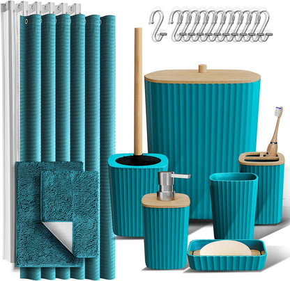 Clara Clark Black Bathroom Set, Shower Curtain Set, Bathroom Accessory Set