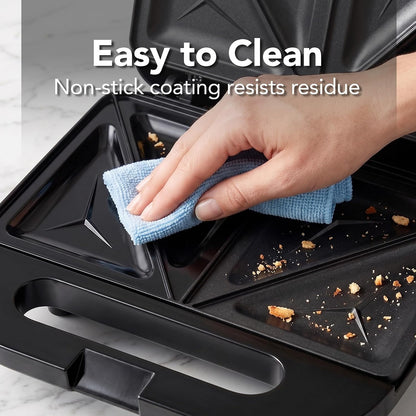 OVENTE Electric Sandwich Maker, 750W Non-Stick Plates, Black GPS401B