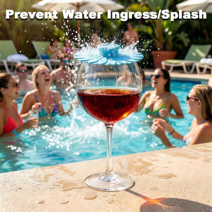 Goodluck 18 oz Floating Pool Wine Glasses, 2-Pack BPA-Free Tritan Plastic Wine Cups with Sunflower Lids, Shatterproof Reusable Pool & Hot Tub Drinkware, Clear