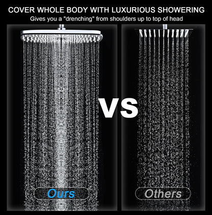 Rain Shower Head with Handheld Showerhead, Chrome 1.8GPM 460311 12" High Pressure Rainfall Shower Heads, 9 Sprays Handheld Showerheads, Magnetic Docking, Power Jets, 59" Shower Hose