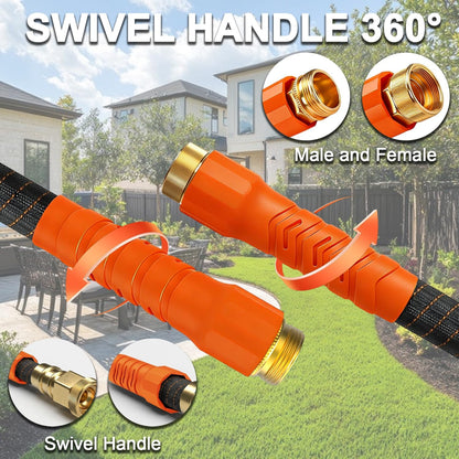 Garden Hose, 100Ft Ultra Flexible Water Hose, with 10 Function Sprayer,Ultra-Lightweight,Leak-Proof,Non-Slip Swivel Handles, Non-Expand,Non-Kink Hoses for Yard, Lawn,Outdoor (OrangeBlack,100Ft)