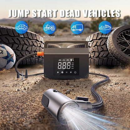 4000A Jump Starter with Air Compressor, 4-in-1 Portable Car Battery Booster & 150PSI Tire Inflator, 12V Jump Box Power Bank for Up to 8.0L Gas / 7.0L Diesel Engines with LED Flashlight