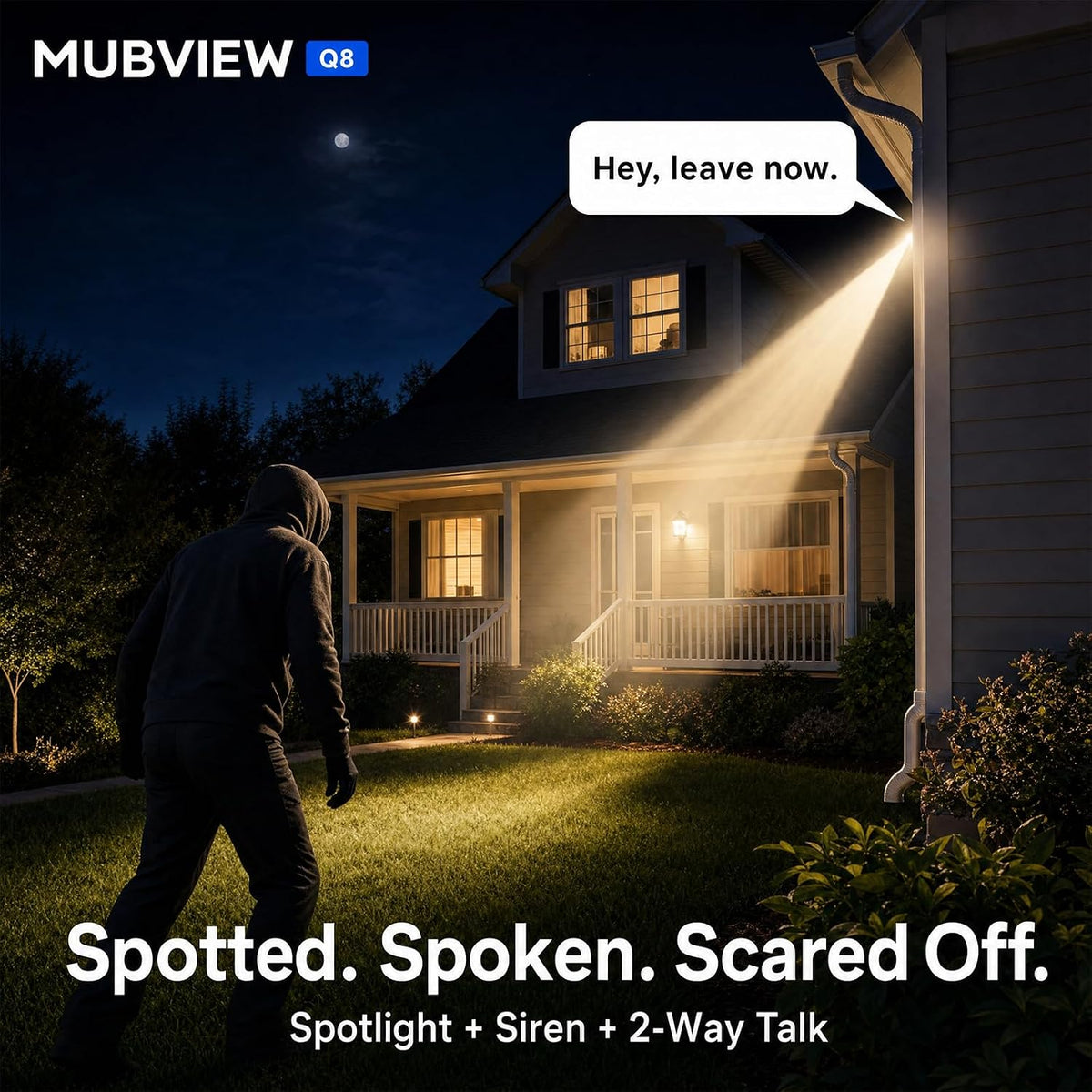 MUBVIEW Q8 24/7 Continuous Recording Wireless Outdoor Security Camera, 4MP 2K Solar PTZ Camera with AI Human Detection, Auto Tracking, 8X Zoom, Night Vision, Spotlight & Siren, IP65