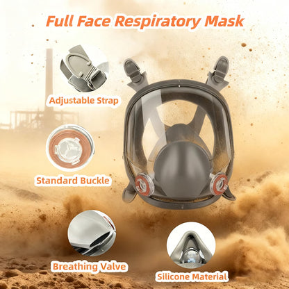 HyperionFlo Essentials Full Face Respirator Mask, Reusable Respirator with Dual Filters, Adjustable Headband & Clear Vision