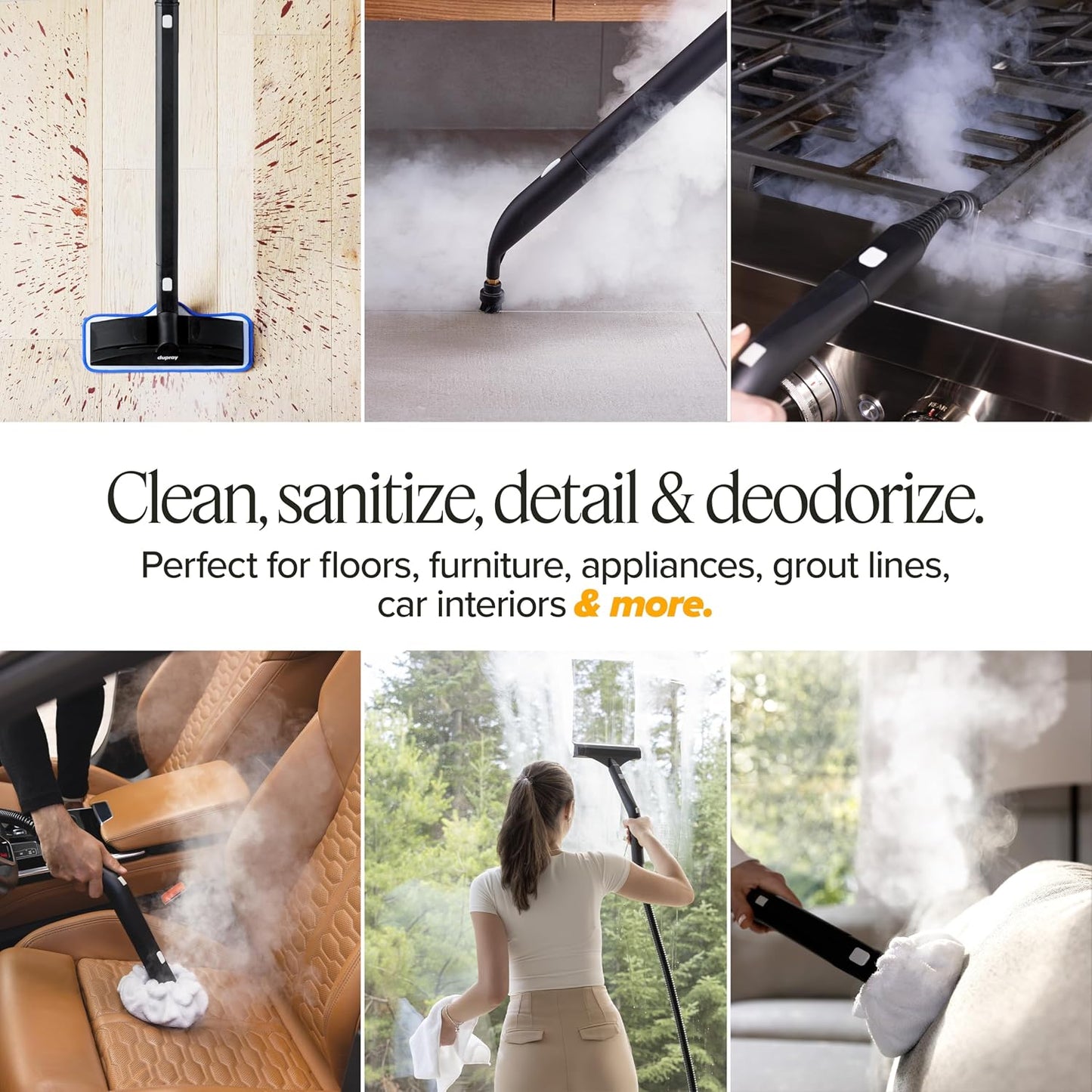 Dupray Neat Plus Steam Cleaner for Home - Essential Pack 90s Fast heat up & unlimited steam |Chemical-free cleaning for floor, car, wall, grout & kitchen |Steam mop|17 Accessories