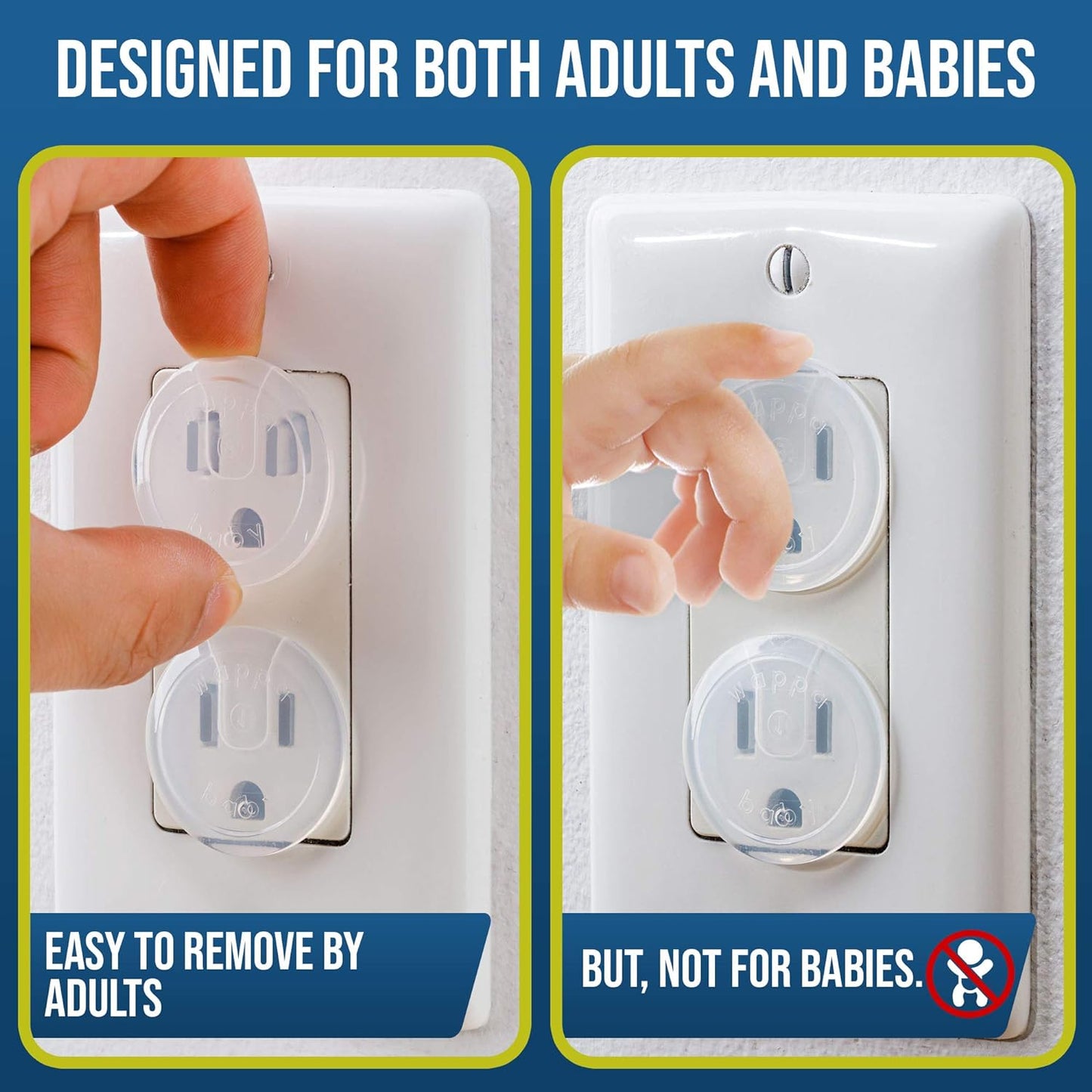Wappa Baby Clear Outlet Covers, 50 Pack, Baby Safety Outlet Plug Covers, Durable Childproof Socket Protectors