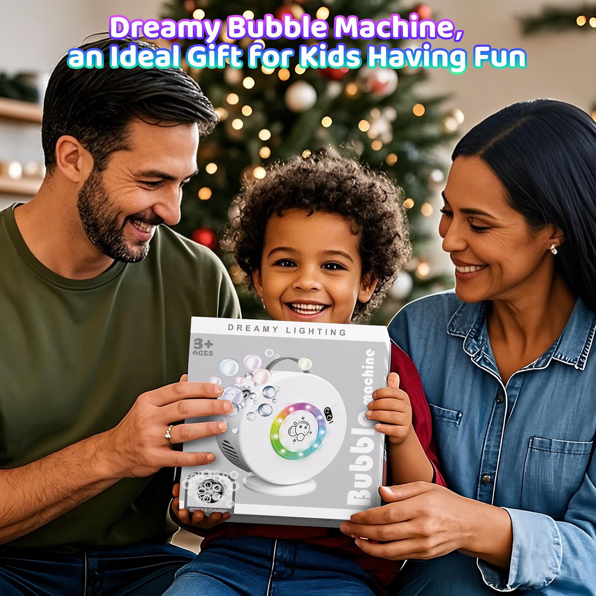 Yevohadt Bubble Machine for Kids & Toddlers, 90°/360° Rotating Automatic Bubble Blower with RGB Light, 4000+ Bubbles Per Minute, Portable Bubble Maker for Parties & Outdoor Play