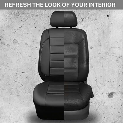 CAR PASS Leather Seat Covers Full Set Universal Water Resistant 3D Foam Back Support, Luxury Comfort Automotive 5 Seat Covers All Season Fit for SUV,Sedan,Van, Airbag Compatible Elegance(Pure Black)