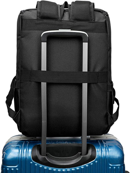 YALUNDISI Vintage Laptop Backpack, 15.6-Inch Travel Backpack with USB Charging Port, Water-Resistant College & Business Backpack for Women & Men, Black
