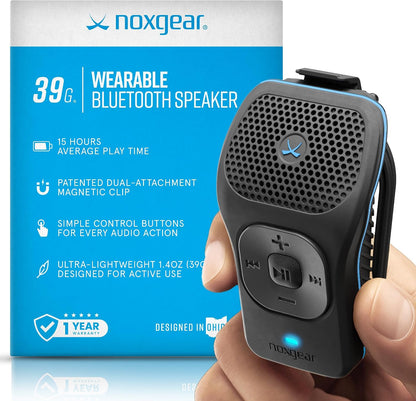 noxgear 39g Wearable Bluetooth Speaker | Mini Magnetic Clip-On Speaker with IPX7 Waterproof Design & 15-Hour Battery