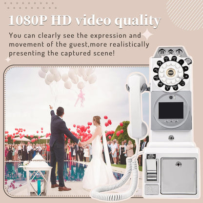 Video Audio Guest Book, Wedding Phone Customized Video Messages, Record Preserve Your Special Occasions, Ideal for a Variety of Memorable Party Occasions (Wall Phone,White)