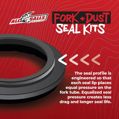 All Balls Racing 56-129 Fork & Dust Seal Kit Compatible with/Replacement for Honda, Kawasaki, Suzuki, Yamaha